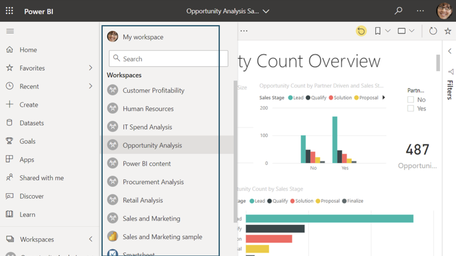 Giao diện chia sẻ các báo cáo trong Power BI service